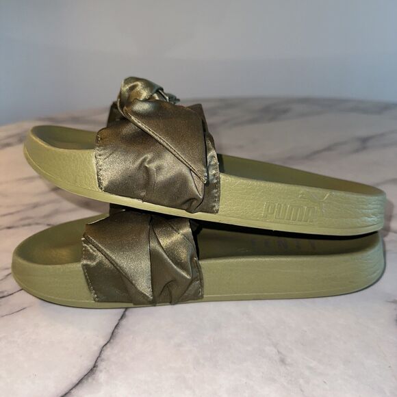 Vntg Fenty Puma Olive Bow Slide Rihanna uk5 us 7 8 Slides Sandals green - Picture 6 of 9